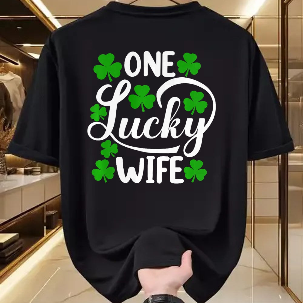 Best Wife Shirt, Wife and Husband Unisex T-Shirt/Hoodie/Sweatshirt HLT00 - Gift for wife T shirt, lucky wife   One Lucky Wife Funny St Patrick's Day Shamrocks Premium T-Shirt