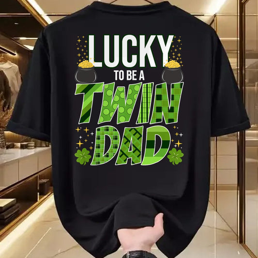 Gift for Dad Shirt, Funny Dad Unisex T-Shirt/Hoodie/Sweatshirt HLT00 – Lucky To Be a Twin Dad St. Patrick_s Day Gender Reveal T-Shirt