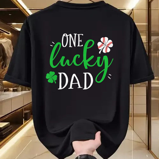 Gift for Dad Shirt, Funny Dad Unisex T-Shirt/Hoodie/Sweatshirt HLT00 – Mens Baseball Dad One Lucky Dad Tee Vintage St Patrick Day Father T-Shirt