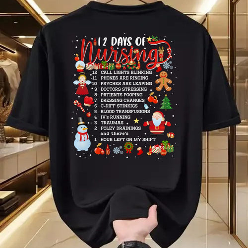 Funny Nurse Shirt, Nurse Unisex T-Shirt/Hoodie/Sweatshirt HLT00 - Nurses Merry Christmas Nurse Funny 12 Days of Nursing Xmas T-Shirt