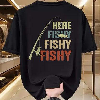 Funny Fishing Shirt, Gift For Fishing Lover Unisex T-Shirt/Hoodie/Sweatshirt HLT00 - Here Fishy Fishy Fishy Fishing Angler Deep Sea Fishing Funny T-Shirt