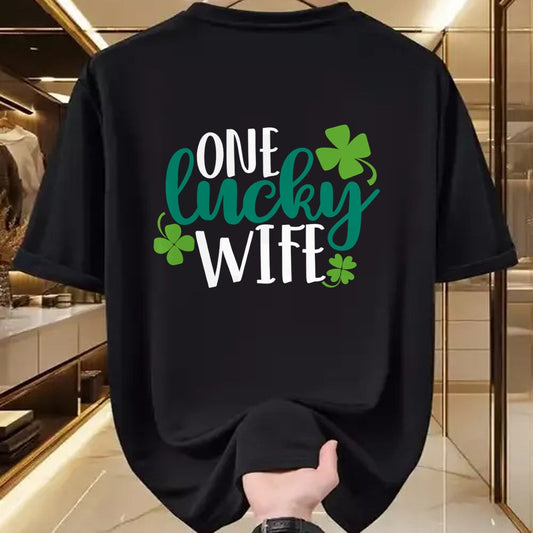 Best Wife Shirt, Wife and Husband Unisex T-Shirt/Hoodie/Sweatshirt HLT00 - Gift for wife T shirt, lucky wife   One Lucky Wife Irish St Patricks Day Womens Girls Funny Gift Swe (1)