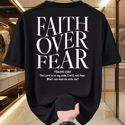 Christian Tee, Christian Faith Unisex T-Shirt/Hoodie/Sweatshirt HLT00 - Faith Over Fear Christian (on back) T-Shirt