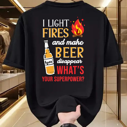 Funny Camping Shirt, Gift For Camping Lover Unisex T-Shirt/Hoodie/Sweatshirt HLT00 - I Light Fires and Make Beer Disappear Funny Camping T-Shirt T-Shirt