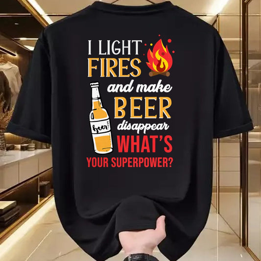 Funny Camping Shirt, Gift For Camping Lover Unisex T-Shirt/Hoodie/Sweatshirt HLT00 - I Light Fires and Make Beer Disappear Funny Camping T-Shirt T-Shirt