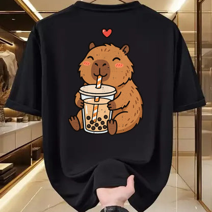 Cute Capybara Shirt, Funny Capybara UnisexT-Shirt/Hoodie/Sweatshirt HLT00 - Capybara Boba Bubble Milk Tea Cute Capy Rodent Men Women Kid T-Shirt