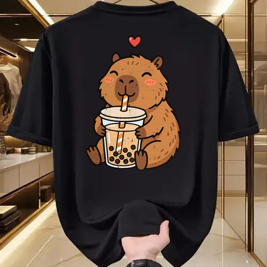 Cute Capybara Shirt, Funny Capybara UnisexT-Shirt/Hoodie/Sweatshirt HLT00 - Capybara Boba Bubble Milk Tea Cute Capy Rodent Men Women Kid T-Shirt