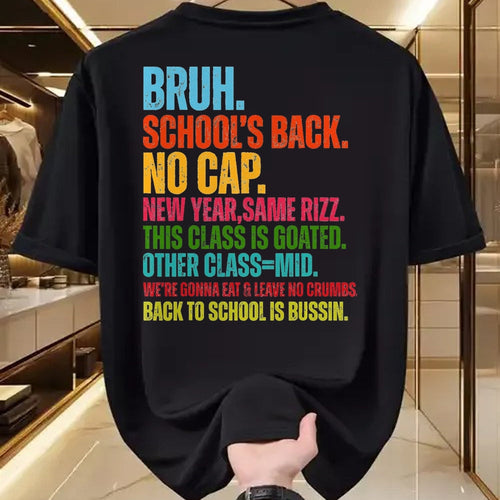 Best Student Shirt, Funny Back To School UnisexT-Shirt/Hoodie/Sweatshirt HLT00 - Vintage Bruh We Back No Cap Bruh We_re Back Student Teacher T-Shirt, Men, Black, 3X-Large