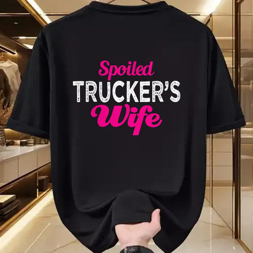 Best Wife Shirt, Wife and Husband Unisex T-Shirt/Hoodie/Sweatshirt HLT00 - Gift for wife T shirt, spoiled wife   Spoiled Trucker's Wife Funny Wedding Anniversary T Shirt (1)