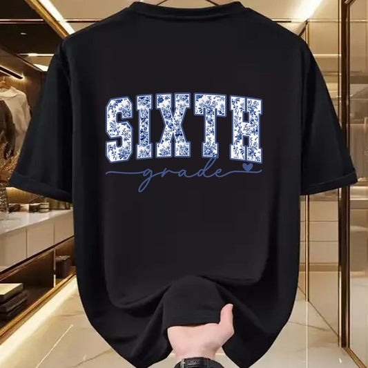 Best Student Shirt, Funny Back To School UnisexT-Shirt/Hoodie/Sweatshirt HLT00 - Sixth Grade Blue Floral Back to School Teachers Girls Kids T-Shirt