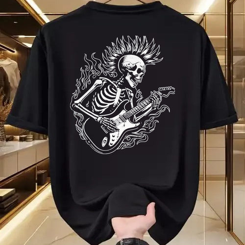 Guitar Lover Shirt, Funny Guitar UnisexT-Shirt/Hoodie/Sweatshirt HLT00 - Punk Rock Skeleton Electric Guitar Rocker Men Boys Kids T-Shirt, Men, Black, Large