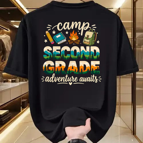 Funny Camping Shirt, Gift For Camping Lover Unisex T-Shirt/Hoodie/Sweatshirt HLT00 - Camp Second Grade Adventure Awaits Girl Teacher Boy Kids T-Shirt