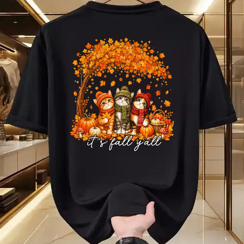 Cat Love Shirt, Funny Cat Lover Gift UnisexT-Shirt/Hoodie/Sweatshirt HLT00 - It_s Fall Y_all Cat Leaf Fall Tree Hello Autumn Thanksgiving T-Shirt