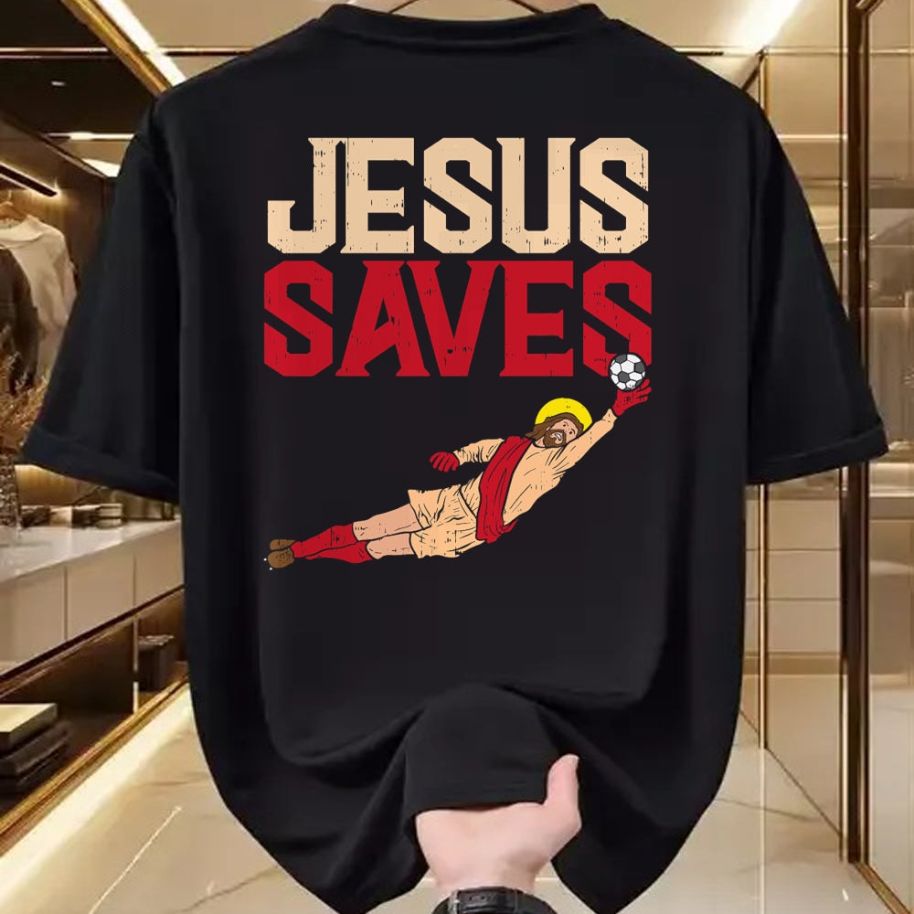Christian Tee, Christian Faith Unisex T-Shirt/Hoodie/Sweatshirt HLT00 - Jesus Saves Soccer Football Goalie Sport God Christian Gift T-Shirt