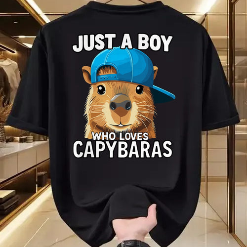 Cute Capybara Shirt, Funny Capybara Unisex T-Shirt/Hoodie/Sweatshirt HLT00 - Just A Boy Who Loves Capybaras T-Shirt