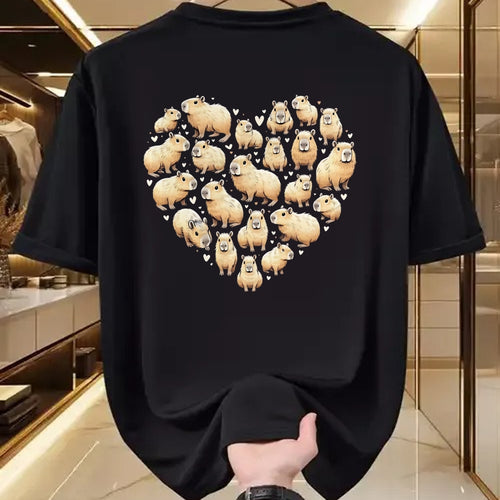 Cute Capybara Shirt, Funny Capybara Unisex T-Shirt/Hoodie/Sweatshirt HLT00 - Heart Shaped Capybara Long Sleeve T-Shirt