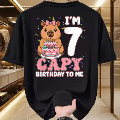 Cute Capybara Shirt, Funny Capybara UnisexT-Shirt/Hoodie/Sweatshirt HLT00 - 7 Years Old Capy Birthday to Me 7th Birthday Capybara Girl T-Shirt