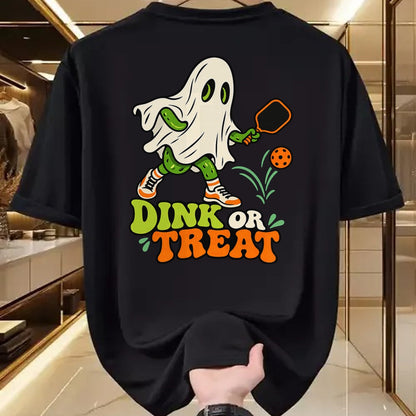 Funny Pickleball Shirt, Pickleball Lover Unisex T-Shirt/Hoodie/Sweatshirt HLT00 - Halloween Pickleball Ghost Men Women Pickleball Halloween T-Shirt