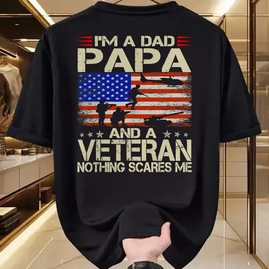 Proud Veteran Shirt, Funny Veteran UnisexT-Shirt/Hoodie/Sweatshirt HLT00 - I_m A Dad Papa and Veteran Funny Retro Dad Dad Grandpa T-Shirt