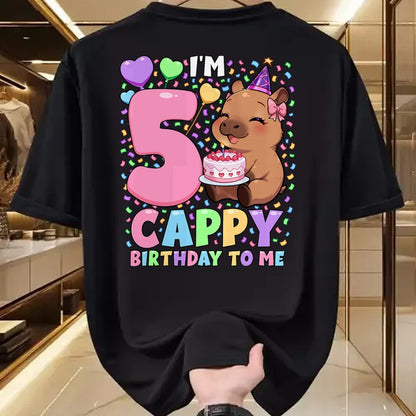Cute Capybara Shirt, Funny Capybara UnisexT-Shirt/Hoodie/Sweatshirt HLT00 - Capybara Birthday Shirt 5 Kawaii Girl Capybara 5th Birthday T-Shirt