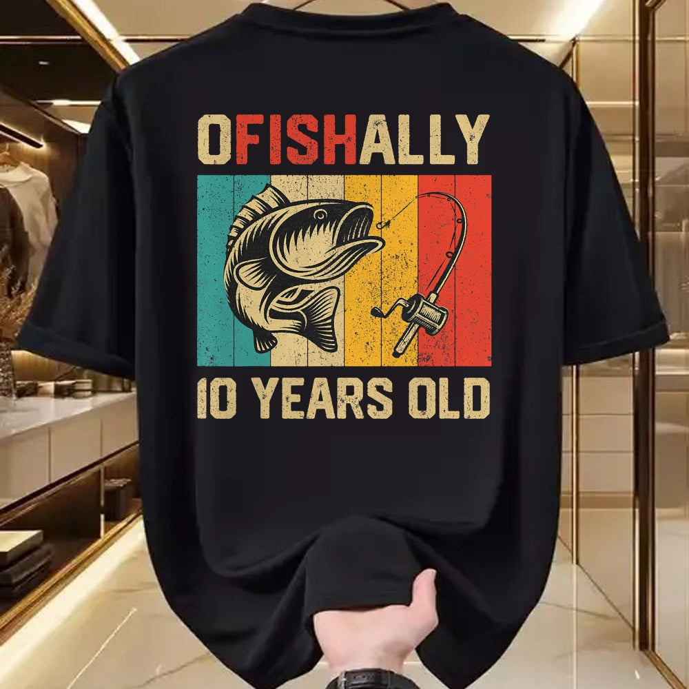 Funny Fishing Shirt, Gift For Fishing Lover Unisex T-Shirt/Hoodie/Sweatshirt HLT00 - Ofishally 10 Years Old Funny Fishing Birthday Fisherman T-Shirt