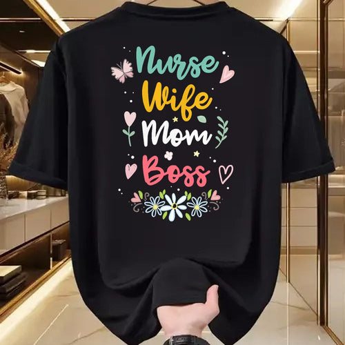 Funny Nurse Shirt, Nurse Unisex T-Shirt/Hoodie/Sweatshirt HLT00 - Nurse Wife Mom Boss T-Shirt (1)