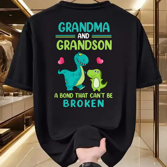 Best Grandma Shirt, Proud Grandma Unisex T-Shirt/Hoodie/Sweatshirt HLT00 - Grandma And Grandson A Bond That Can't Be Broken Dinosaur T-Shirt