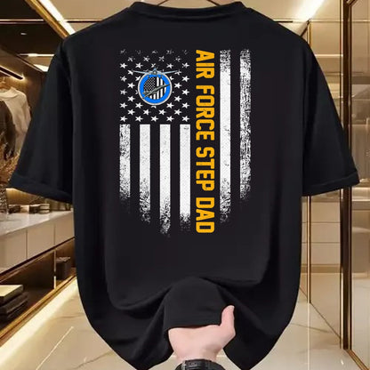 Gift for Dad Shirt, Funny Dad Unisex T-Shirt/Hoodie/Sweatshirt HLT00 – Vintage USA American Flag Proud Air Force Veteran Step Dad T-Shirt