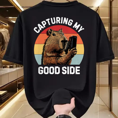Cute Capybara Shirt, Funny Capybara Unisex T-Shirt/Hoodie/Sweatshirt HLT00 - Capybara Selfie Long Sleeve T-Shirt