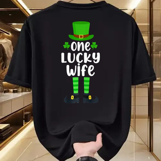 Best Wife Shirt, Wife and Husband Unisex T-Shirt/Hoodie/Sweatshirt HLT00 - Gift for wife T shirt, lucky wife   One Lucky Wife Funny St Patricks Day Lucky Shamrock Premium T-Sh