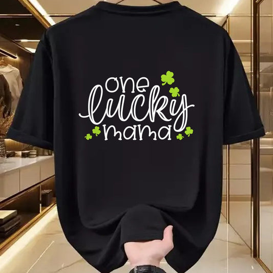 Gift for Mom Shirt, Funny Mom Unisex T-Shirt/Hoodie/Sweatshirt HLT00 - One Lucky Mama Mother Mom St. Patrick's Day Long Sleeve T-Shirt