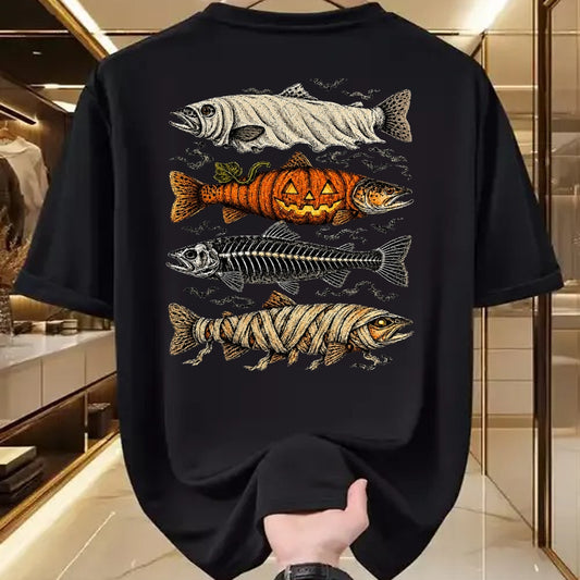 Funny Fishing Shirt, Gift For Fishing Lover Unisex T-Shirt/Hoodie/Sweatshirt HLT00 - Halloween Trout Fish Ghost Pumpkin Skeleton Mummy T-Shirt