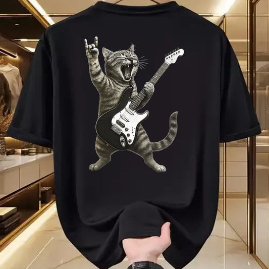 Guitar Lover Shirt, Funny Guitar UnisexT-Shirt/Hoodie/Sweatshirt HLT00 - Funny Cat Playing Guitar Rock and Roll Gifts Men Women Kids T-Shirt
