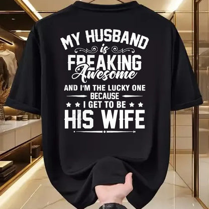 Best Wife Shirt, Wife and Husband Unisex T-Shirt/Hoodie/Sweatshirt HLT00 - Gift for wife T shirt, lucky wife   Lucky Wife, Awesome Life Because My Husband Tank Top