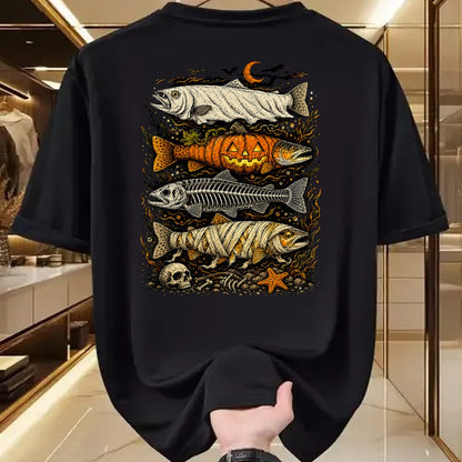 Funny Fishing Shirt, Gift For Fishing Lover Unisex T-Shirt/Hoodie/Sweatshirt HLT00 - Trout Fish Halloween Fishing Fisherman Spooky Season T-Shirt
