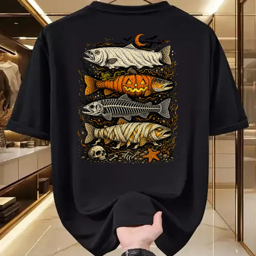 Funny Fishing Shirt, Gift For Fishing Lover Unisex T-Shirt/Hoodie/Sweatshirt HLT00 - Trout Fish Halloween Fishing Fisherman Spooky Season T-Shirt