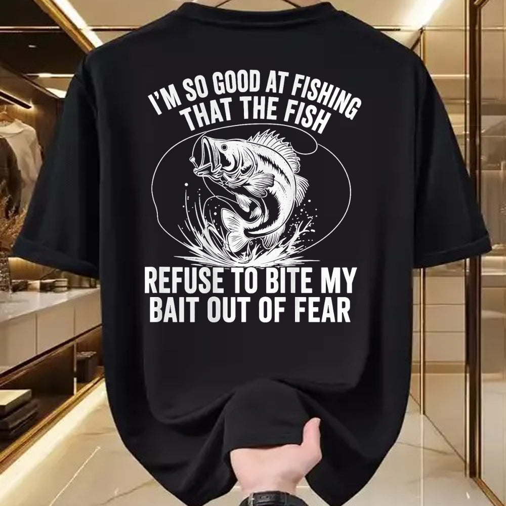 Funny Fishing Shirt, Gift For Fishing Lover Unisex T-Shirt/Hoodie/Sweatshirt HLT00 - Fish Refuse to Bite My Bait Funny Fishing Back Print T-Shirt