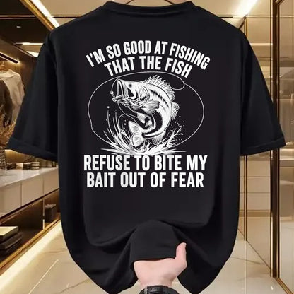 Funny Fishing Shirt, Gift For Fishing Lover Unisex T-Shirt/Hoodie/Sweatshirt HLT00 - Fish Refuse to Bite My Bait Funny Fishing Back Print T-Shirt