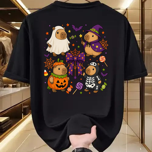 Cute Capybara Shirt, Funny Capybara Unisex T-Shirt/Hoodie/Sweatshirt HLT00 - Funny Cozy Capybara Autumn Fall Spooky Season Halloween T-Shirt