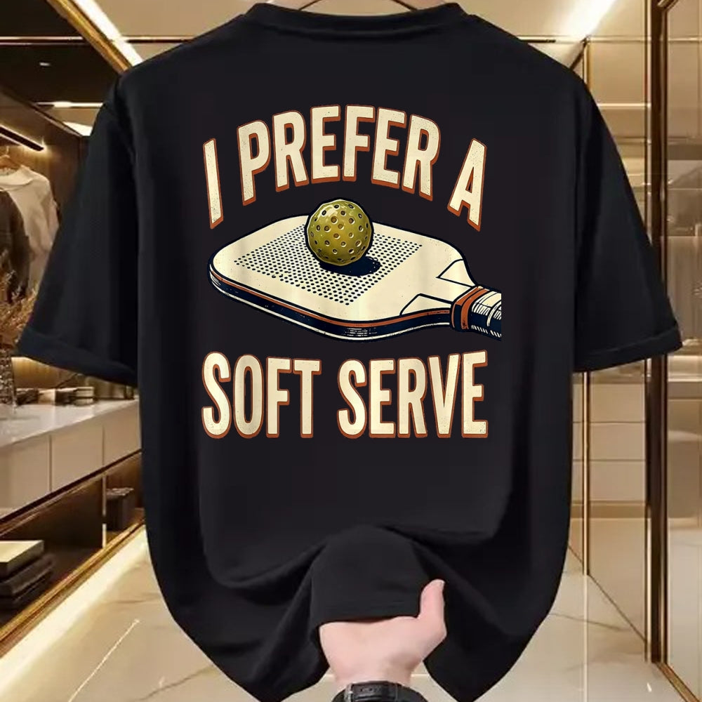 Funny Pickleball Shirt, Pickleball Lover Unisex T-Shirt/Hoodie/Sweatshirt HLT00 - I Prefer A Soft Serve Vintage Pickleball Player Pun Humor T-Shirt