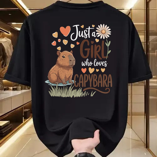 Cute Capybara Shirt, Funny Capybara Unisex T-Shirt/Hoodie/Sweatshirt HLT00 - Just A Girl Who Loves Capybaras Cute Capybara Women Girls T-Shirt