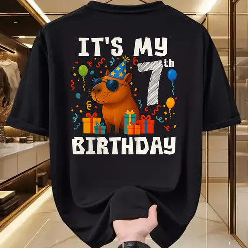 Cute Capybara Shirt, Funny Capybara Unisex T-Shirt/Hoodie/Sweatshirt HLT00 - Its My 7th Birthday 7 Years Old Capybara Gifts Boys T-Shirt