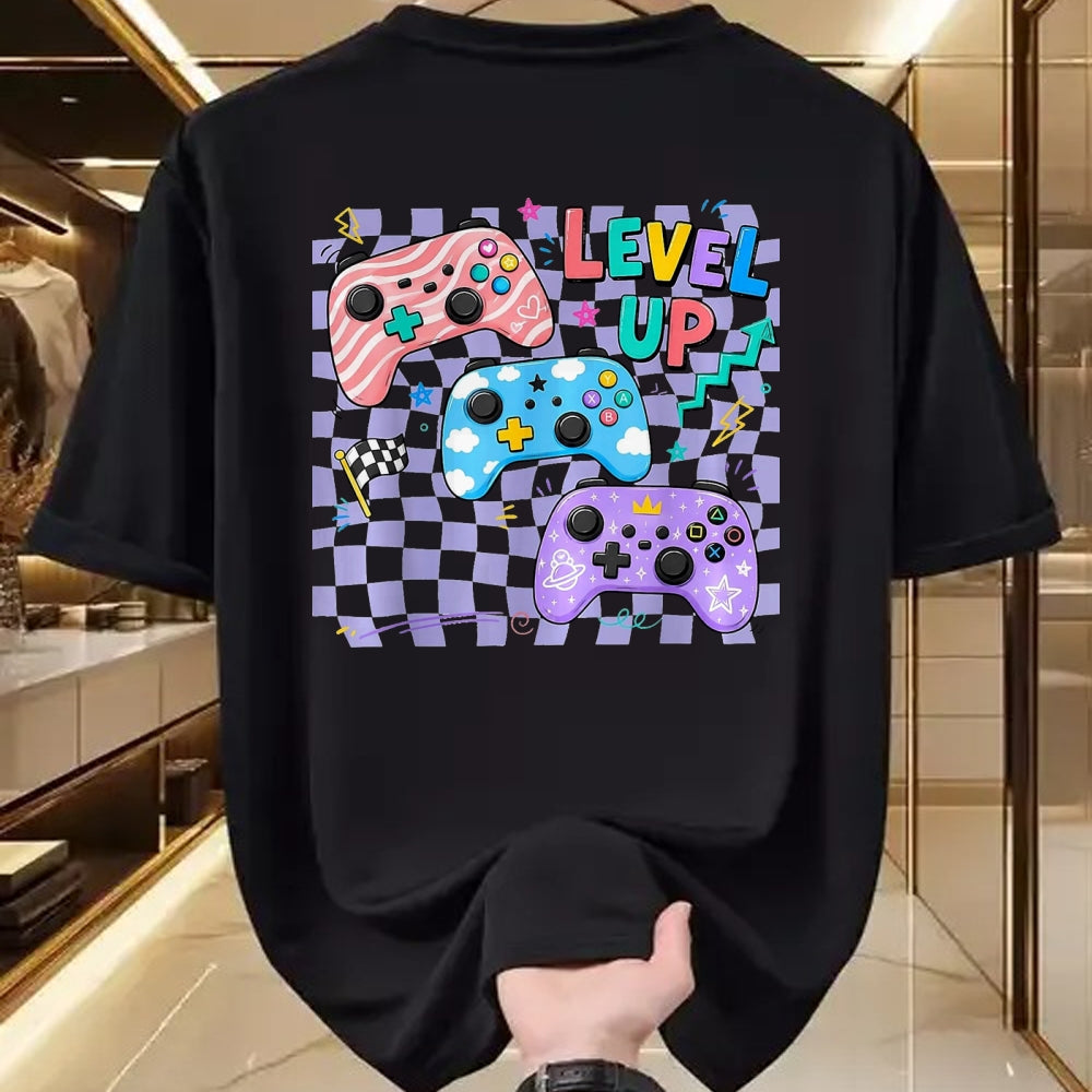 Best Student Shirt, Funny Back To School UnisexT-Shirt/Hoodie/Sweatshirt HLT00 - Retro Checkered Level Up Teacher Gaming Back to School T-Shirt, Women, Black, Large
