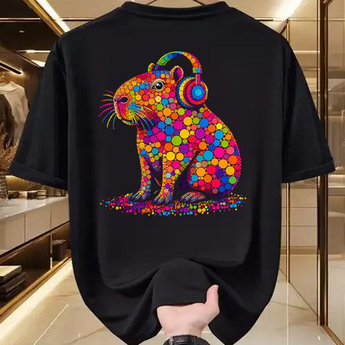 Cute Capybara Shirt, Funny Capybara UnisexT-Shirt/Hoodie/Sweatshirt HLT00 - Funny Capybara Dots Art Animal Lovers Students Boys Girls T-Shirt