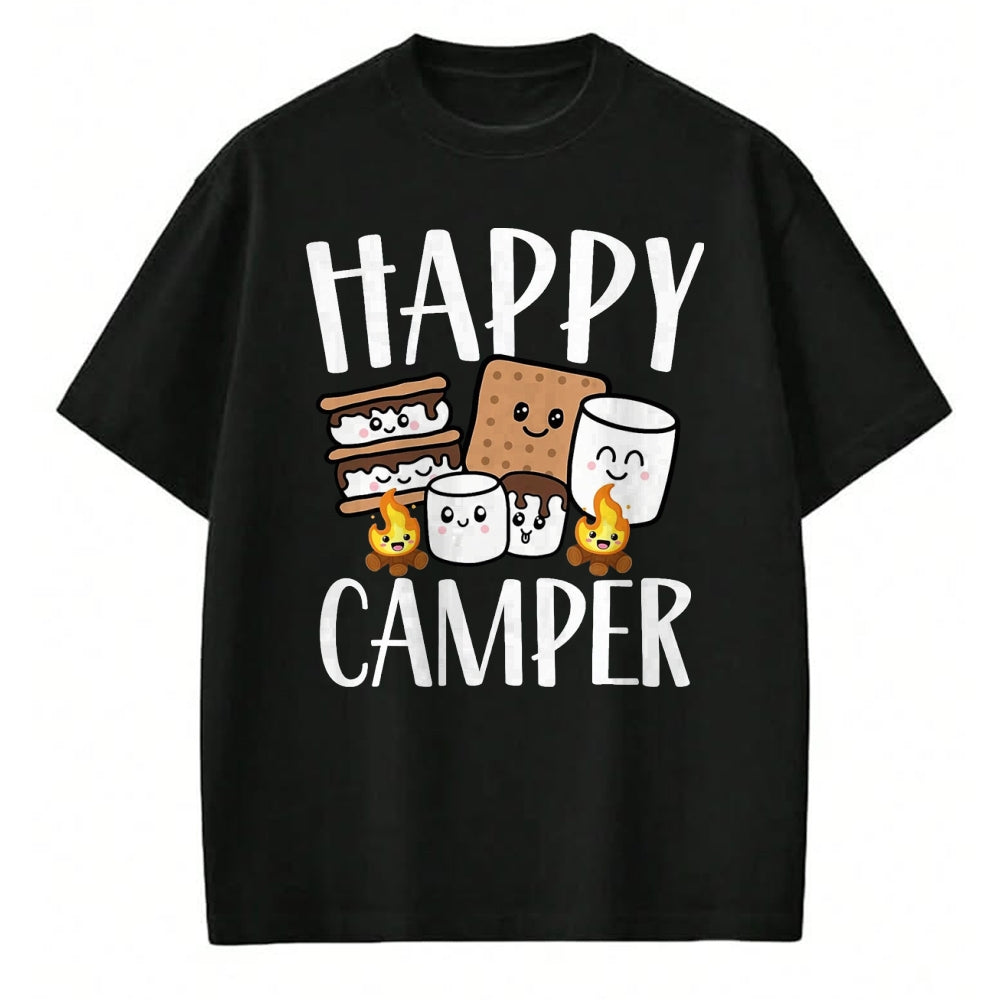 Funny Camping Shirt, Gift For Camping Lover Unisex T-Shirt/Hoodie/Sweatshirt HLT00 - Kawaii Smore Happy Camper Camping Crew Trip Campfire Squad T-Shirt, Men, Black, 3X-Large