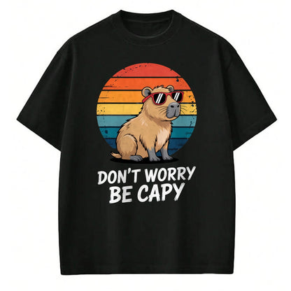 Cute Capybara Shirt, Funny Capybara Unisex T-Shirt/Hoodie/Sweatshirt HLT00 - Don_t Worry Be Capy Relaxed Capybara Lovers Summer Vibes T-Shirt