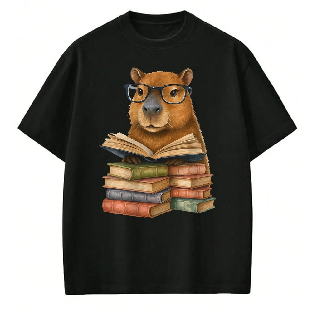 Cute Capybara Shirt, Funny Capybara Unisex T-Shirt/Hoodie/Sweatshirt HLT00 - Cute Capybara Reading Books Funny Animal Capybara Bookworms T-Shirt