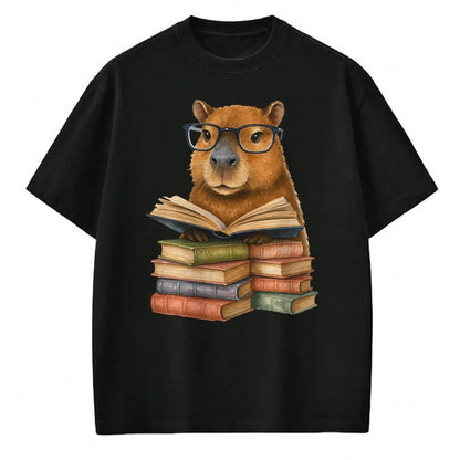 Cute Capybara Shirt, Funny Capybara Unisex T-Shirt/Hoodie/Sweatshirt HLT00 - Cute Capybara Reading Books Funny Animal Capybara Bookworms T-Shirt