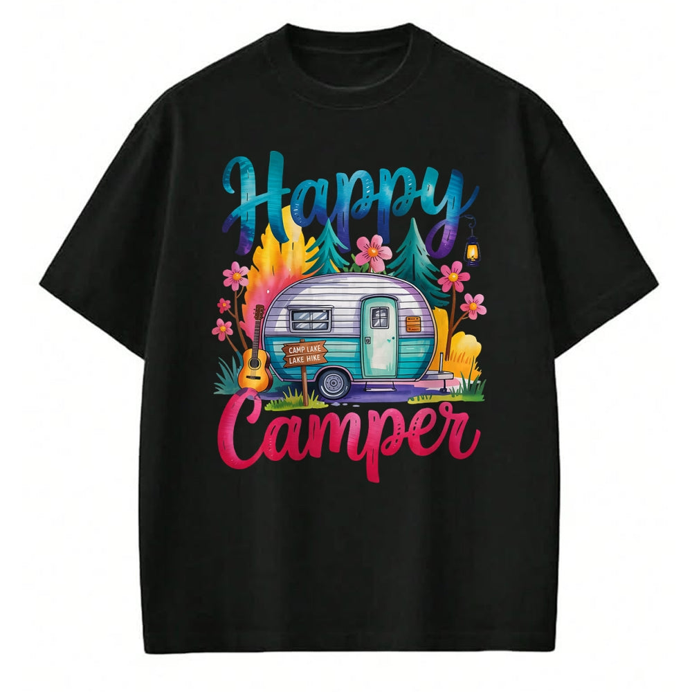 Funny Camping Shirt, Gift For Camping Lover Unisex T-Shirt/Hoodie/Sweatshirt HLT00 - Funny Happy Camper Camping Apparel Trailer RV Kids Women T-Shirt