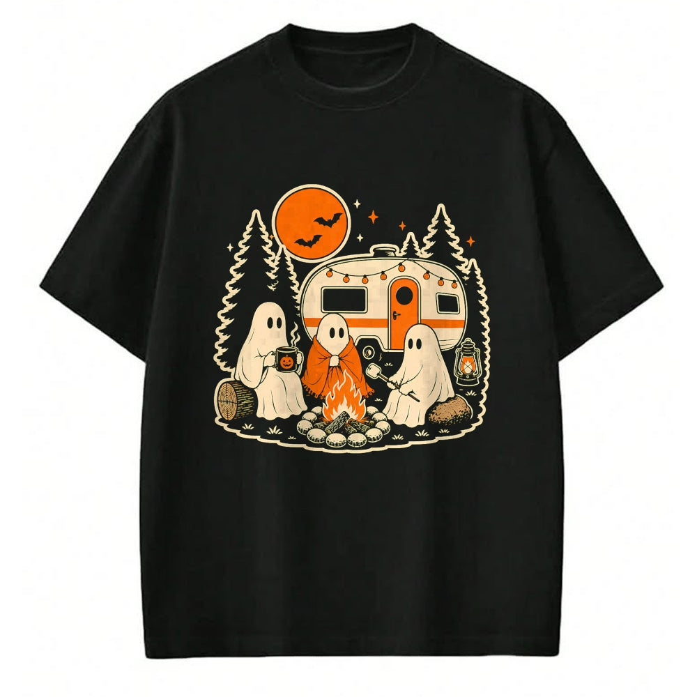 Funny Camping Shirt, Gift For Camping Lover Unisex T-Shirt/Hoodie/Sweatshirt HLT00 - Halloween Camping Ghost Camper Vintage Style T-Shirt